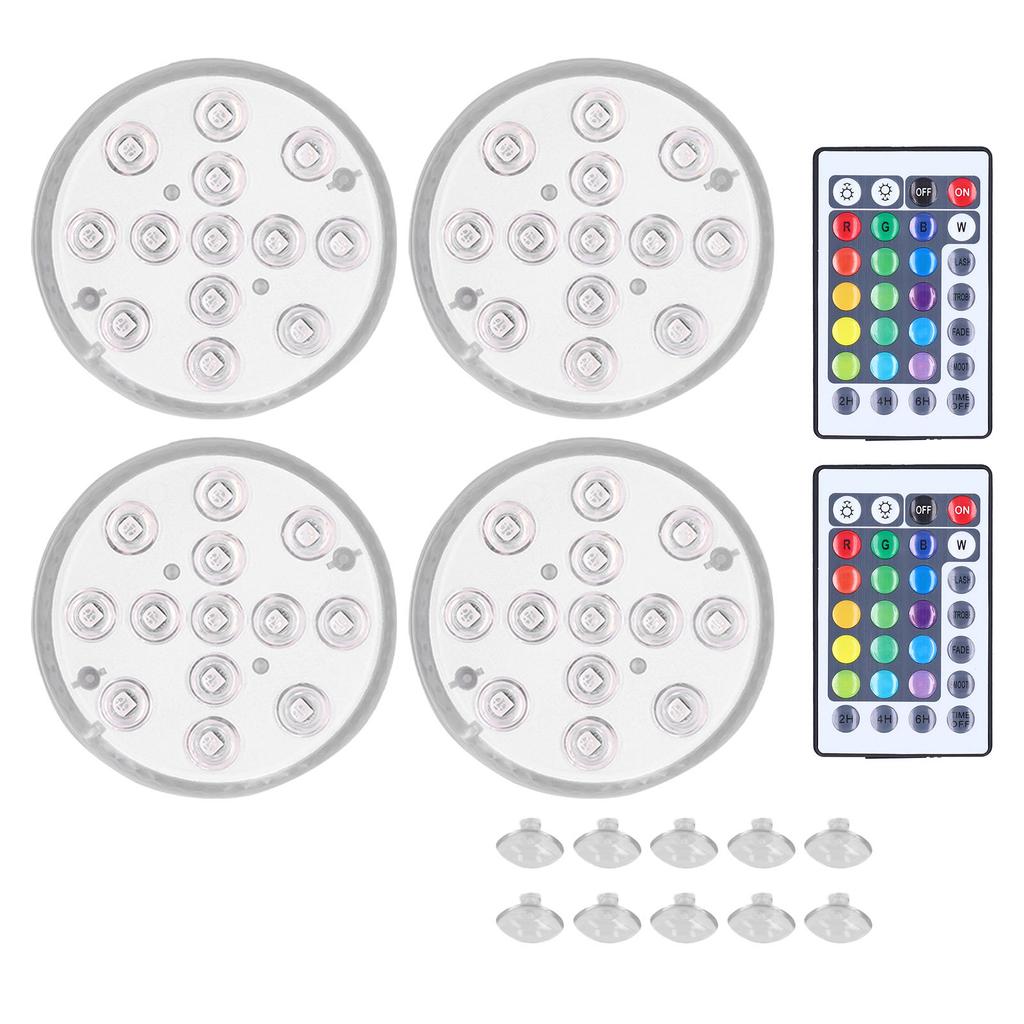 4PCS 16 Color LED Submersible Light with Magnet Suction Cup for Pool Fish Tank Fountain Party