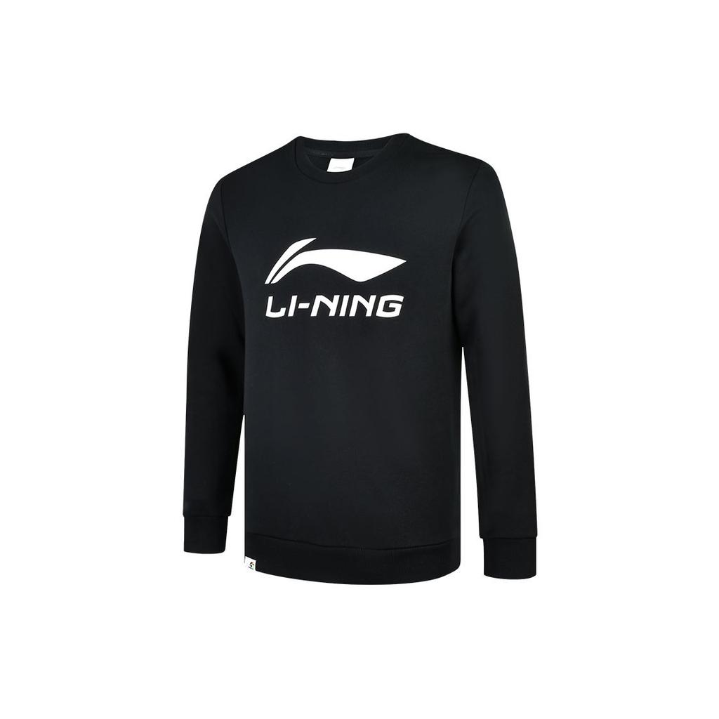 Li Ning Badminton Series Letter Logo Pullover Sweatshirt Men Sweatshirt Black AWDR817-2