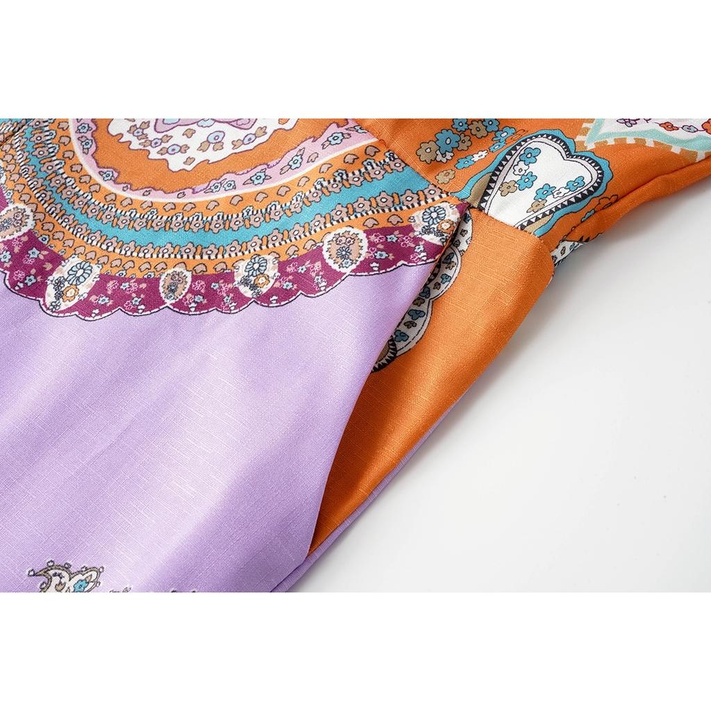 Summer Ethnic Print Short Sleeve Shorts Romper Women's Casual Outfit European American Style Crossborder Women Apparel