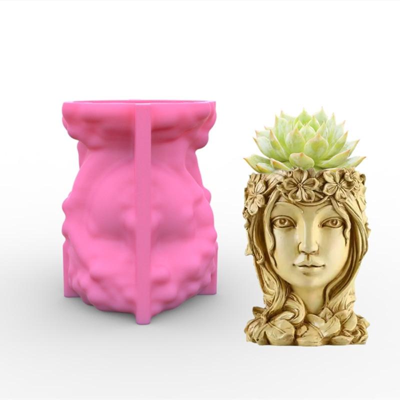 Goddess Concrete Silicone Pot Mold Succulent Flowerpot Clay Cement Plaster Molds DIY Home Garden Flower Pots Mould