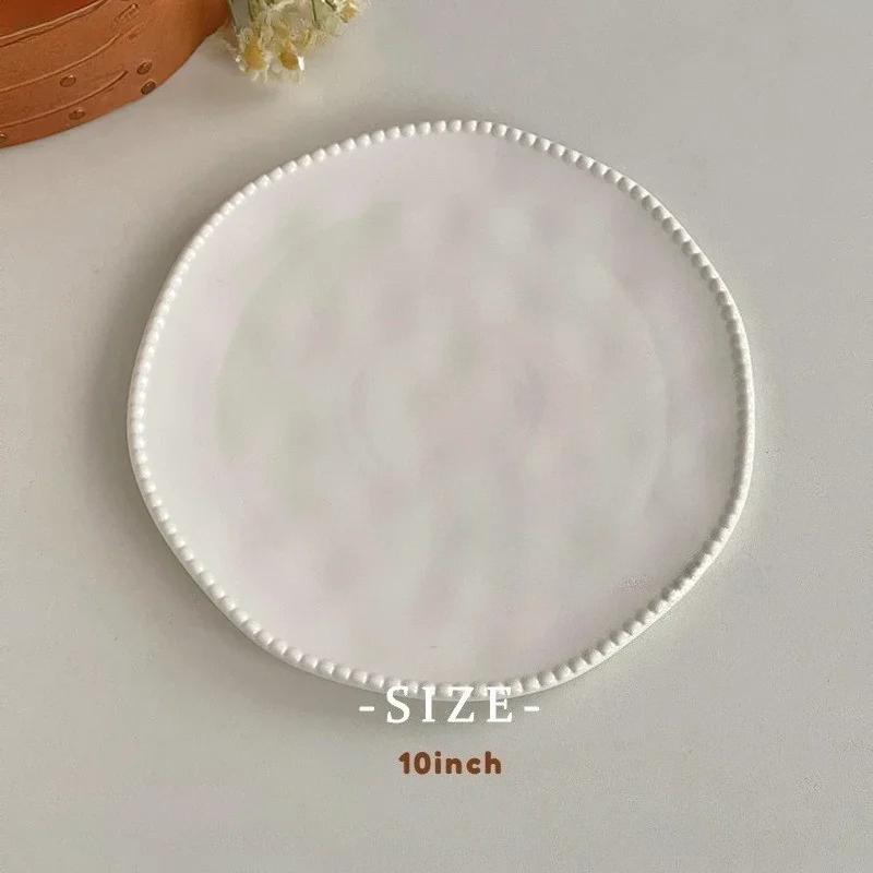 White Premium Ceramic Plate Vegetable Plate Household Western Food Steak Plate Fruit Dessert
