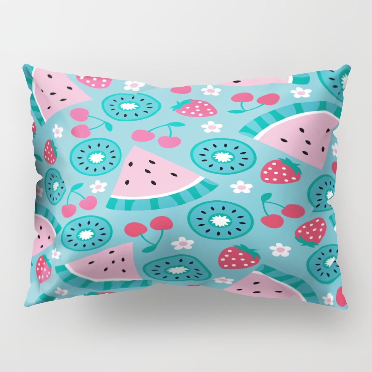 

Ins Fruit Single Sided Polyester Pillow Case Watermelon Banana Pineapple Strawberry Pattern Waist Cushion Cover Bedside Pillow Case 50 * 30Cm without core