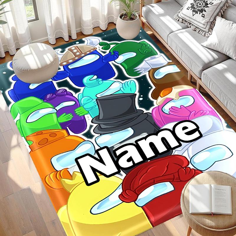 Custom Name Personalized Among Us Print Carpet, Versatile Home Decor Rug, for Playroom, Apartment, Balcony, Entryway, Hallway Gift