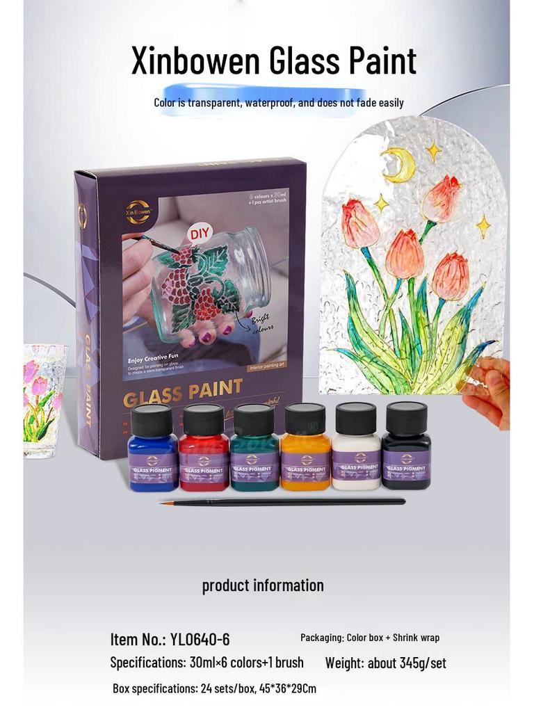 Glass Diy 30ml Childrens Waterproof Paint For Creative Handpainted Art