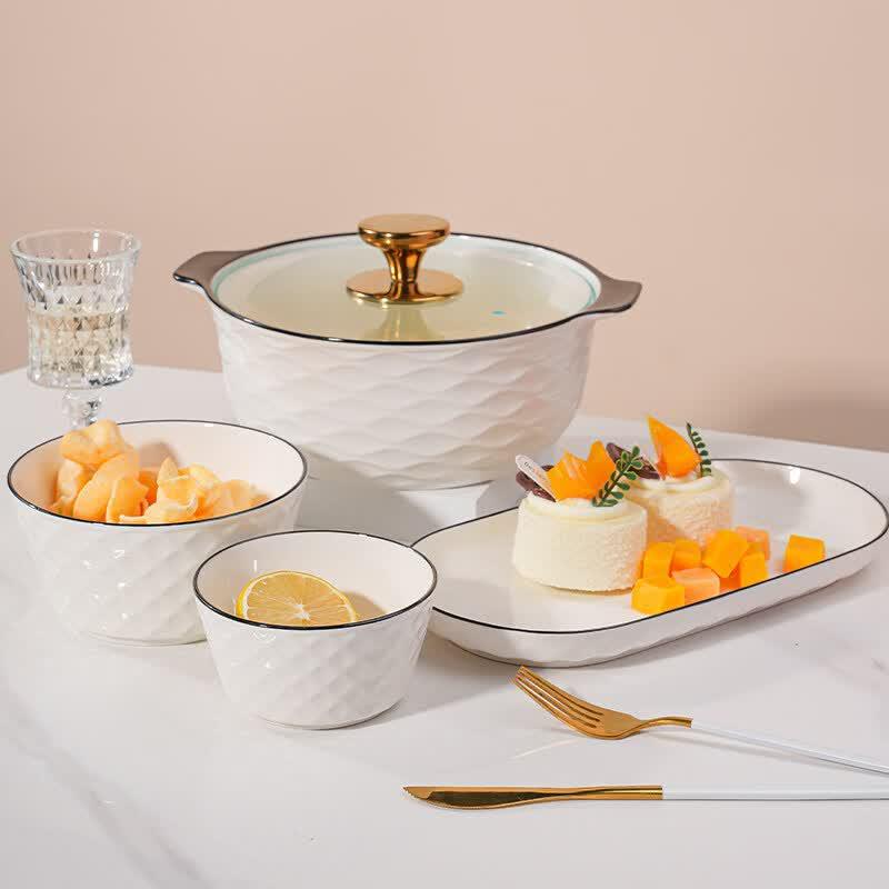 Youluo Nordic Black Line Ceramic Dinnerware Set