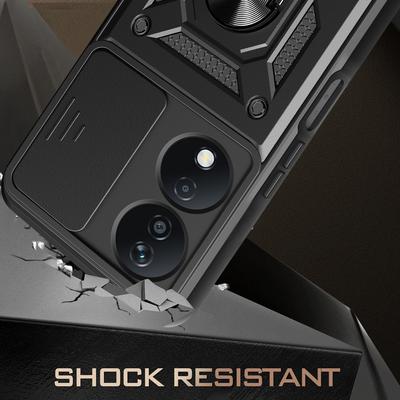 For Honor X7b 4G/90 Smart Case PC+TPU Rugged Shockproof Phone Cover with Slide Lens Window