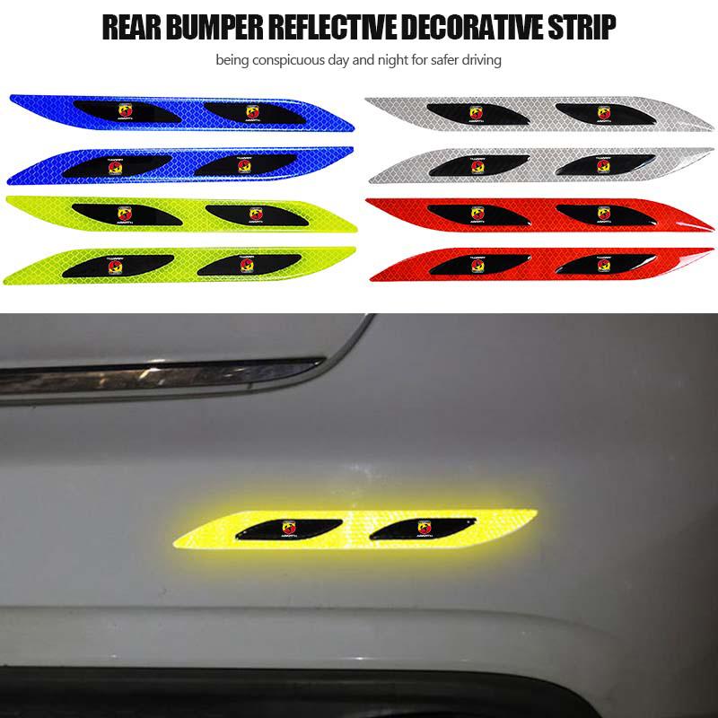 Car Bumper Reflective Sticker Safety Warning Strip Tape Secure For Abarth FIAT 500 FR Stilo Doblo Tipo Lancia Musa Grande