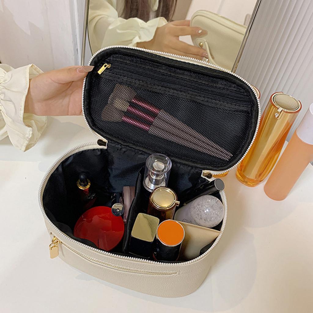 Kosmetiktasche, Make-up-Koffer mit Griff, großes Fassungsvermögen, Reißverschluss, leichter tragbarer Kosmetikkoffer, Reise-Kulturtasche