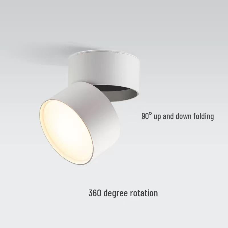 Adjustable LED Surface-Mounted Round Downlight for Living Room, Hallway, or Corridor - No Cutouts Needed, Smart Dimming Ceiling Lamp