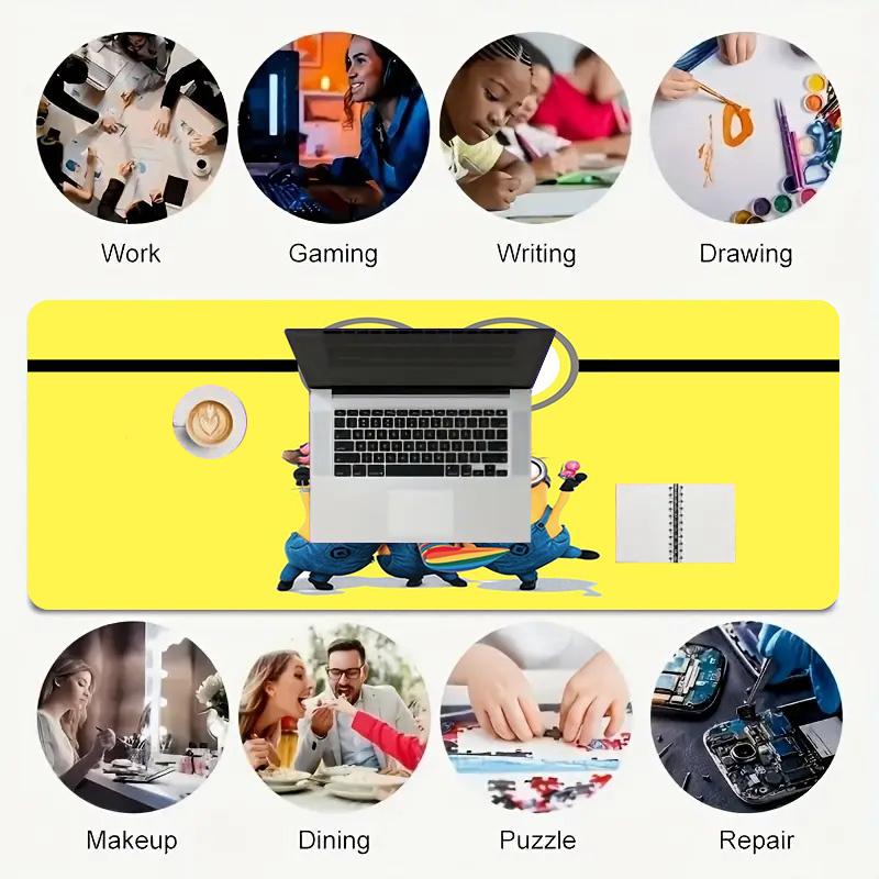 Minion Fun Xl Gaming Mouse Pad Nonslip Rubber Base Stitched Edge Waterproof Desk Mat For Pc Laptop Gamer Office Computer Accessories C929188