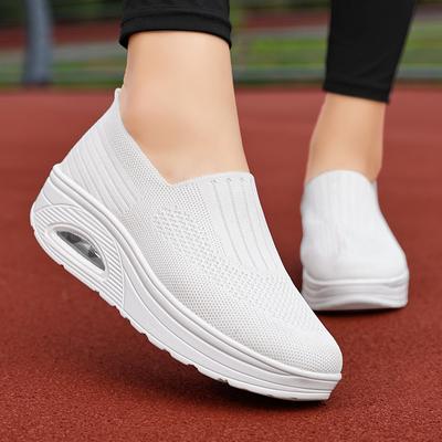 Fashion Women Walking Shoes Running Mesh Shoes Fashion Platform Slip-On Sneaker Air Cushion Gym Modern Dance Shoes 2024