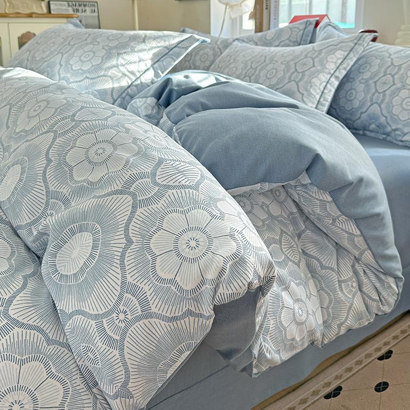 Category A 100% Cotton Brushed Four-Piece Bedding Set, Duvet Cover, Pure Cotton, Spring and Autumn Thickened Bedding