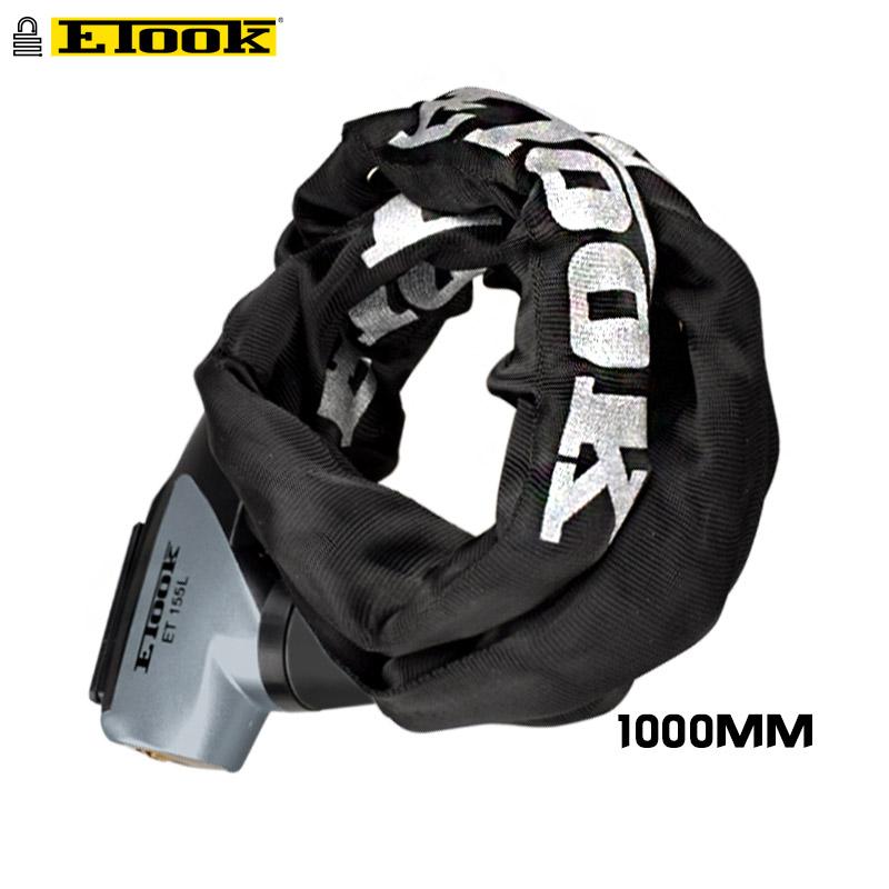 Etook Bicycle Chain Lock Mountain Road Bike Motorcycle Anti-Theft Chain Lock Heavy Duty Door Scooter Lock Bicycle Accessories ET155L-Grey