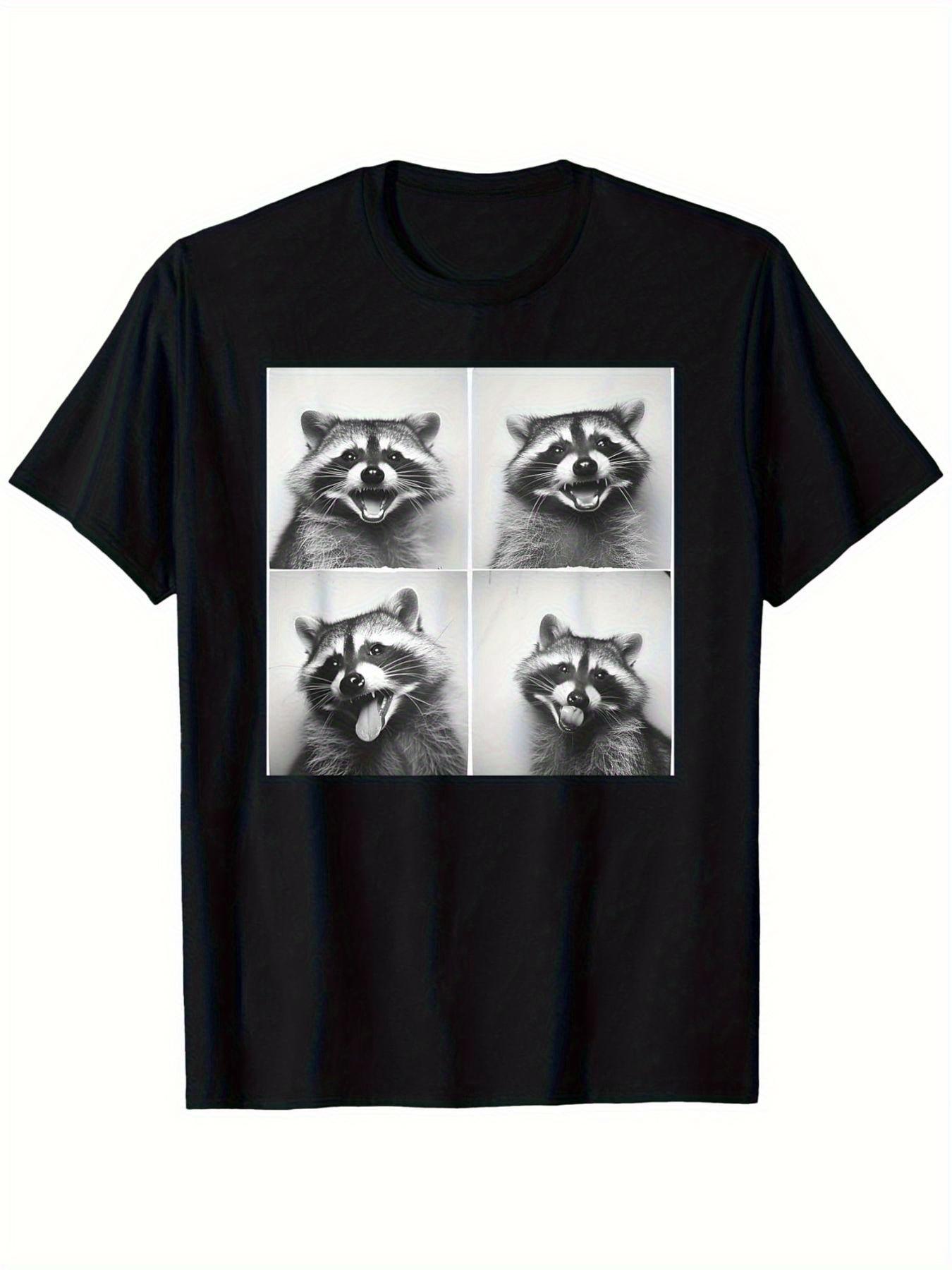 

Забавная футболка с енотом Американский ретро Трендовое сочетание материалов Милый питомец Разные стили Мужская и женская Забавная и юмористическая футболка L