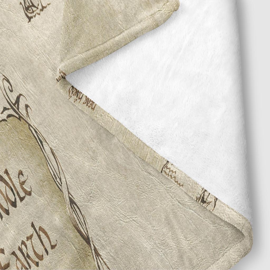 1PC MIDDLE EARTH map printing, skin -friendly, warm, soft, four seasons, family offices, family offices thicken flavor blankets