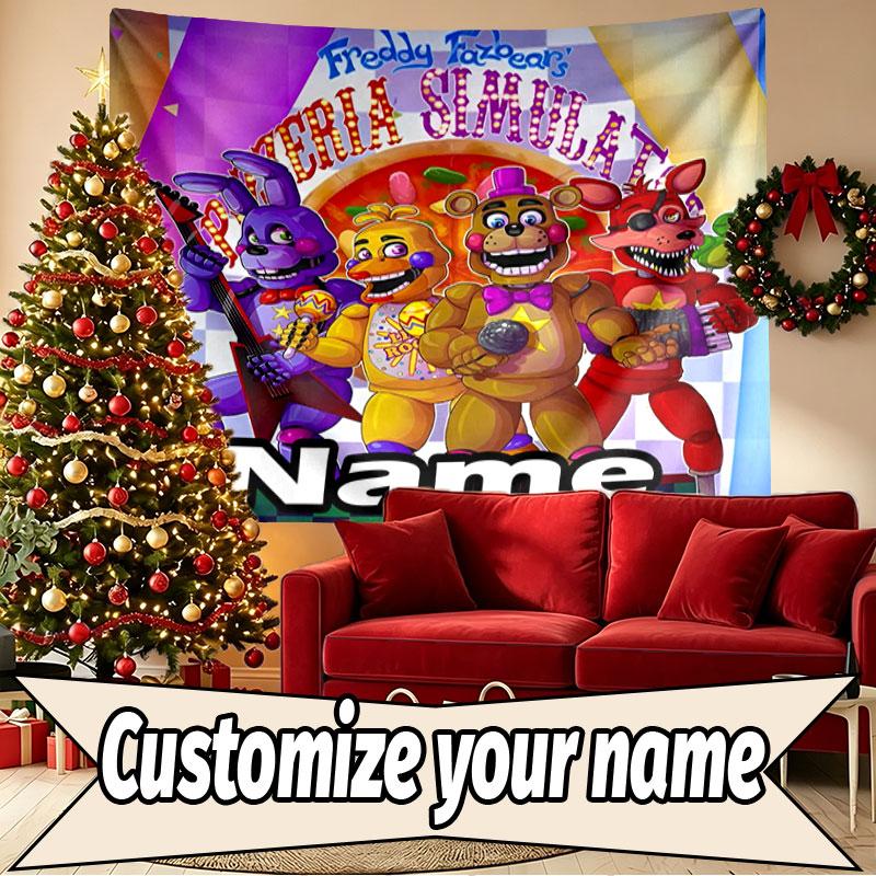 Custom Name Personalized Five Nights at Freddy's Print Tapestry, Wall Art Decor, Bedroom, Dorm, Apartment, LivingRoom, Party Backdrop, Gift for Birthd
