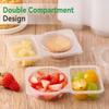 Lot de 20 Récipients à Snacks à Double Compartiment pour Dips, Sauces et Garnitures, Récipients en Plastique avec Couvercles