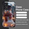 Winter Christmas Snowman Pattern Tempered Glass Phone Case for Samsung Galaxy S25 Ultra S24 S23 Plus S22 S21 S20 FE A56 5G Cover