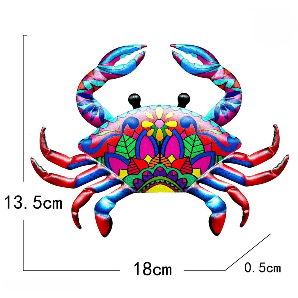 Crafts Iron Art Artwork Statue Sculpture Metal Crab Wall Art Hanging Ornament Garden Decoration  Home Decoration Indoor Outdoor