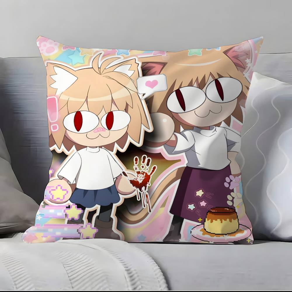 Neco Arc F-F-Lustig M-Meme K-Kawaii Kissenbezug Kissenbezug Weich Hautfreundlich & Bequem Mit einem Verdeckten Reißverschluss