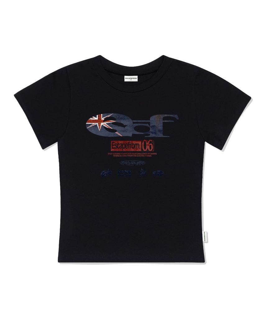 ESCAPEFROM British Vintage Escf Logo Collage Print Slim Fit Short Sleeve T-Shirt [3 Colors]