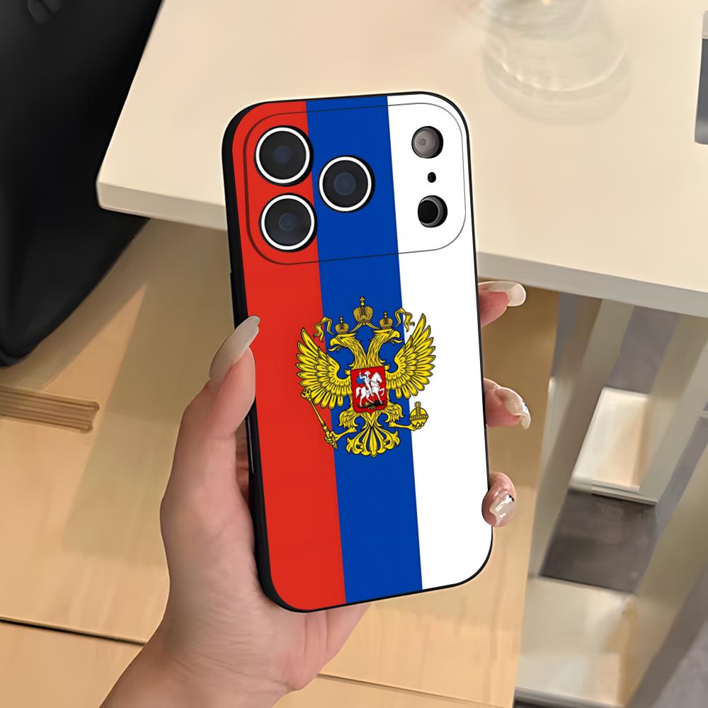 Russia Flag Phone Case For IPhone 17 Air 16 E Pro Max 15 14 13 Mini 12 Pro 11 Max Plus Black Soft Shell