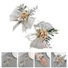 Wrist Corsage and Boutonniere Set for Decoration 10Pcs White Flowers