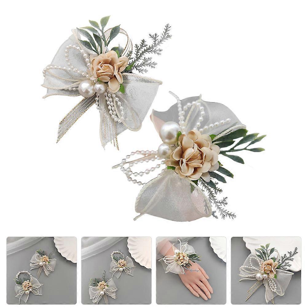 Wrist Corsage and Boutonniere Set for Decoration 10Pcs White Flowers