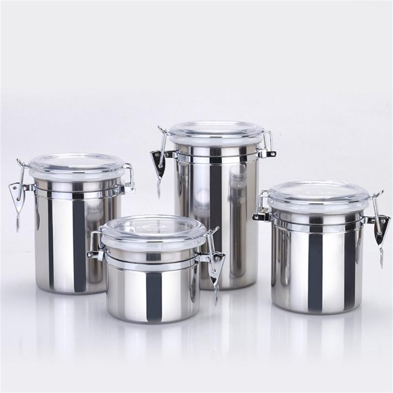 Multifunctional Steel Canister Set Steel Kitchen Storage Container Food Storage Sealed Canister with Clear Lid