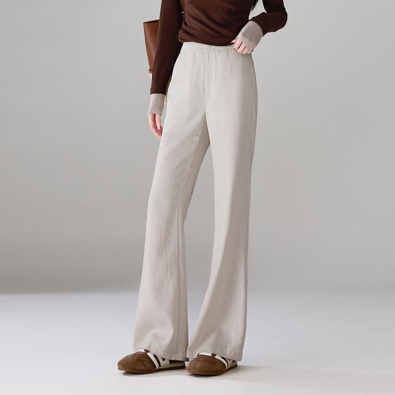 SOFSIL Women s High-Waisted Linen Blend Flared Casual Pants 28