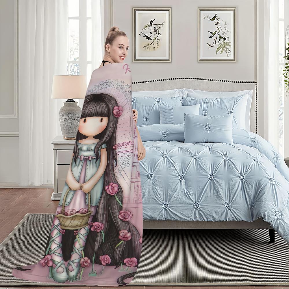 Cute Little Girl Blanket Soft Plush Nap Sofa Rug for Living G-Ggorjuss-S Room Warm Office Bedroom Birthday Home Travel Kid Gifts