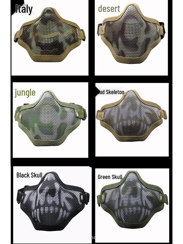 V1 Tactical Skull Half Face Steel Wire Mask for Outdoor Protection and Shooting