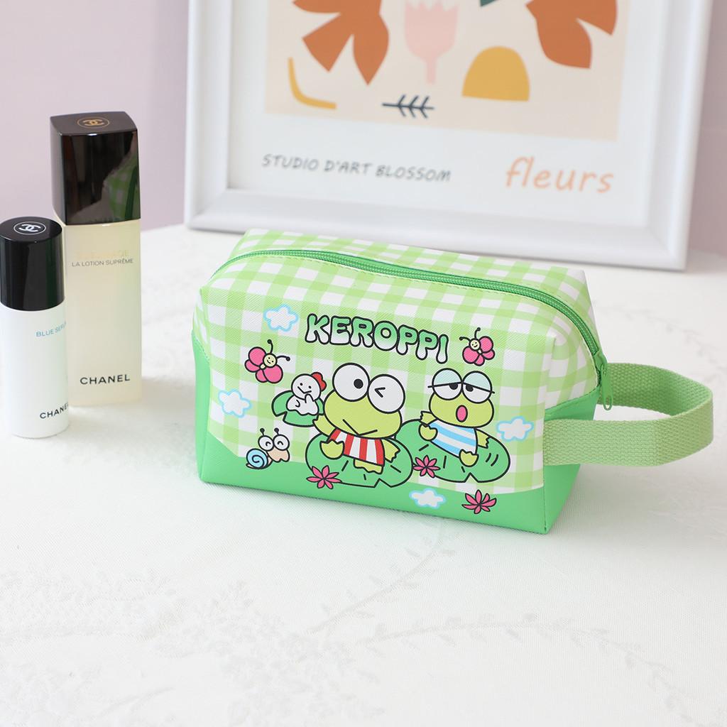 Melody Grid Party Cartoon Leather Waterproof Makeup Storage Bag With Handle
