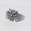 Used X368 Marcasite Marcasite 925 Engraved Ring Owl Owl Black Stone Style Glass Design Silver Ring No. 15