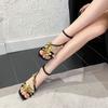 Socialite Golden Orchid Ribbon Square Head High Heels With Thin Water Drop With Party Daily All-In-One Sandals For Women
