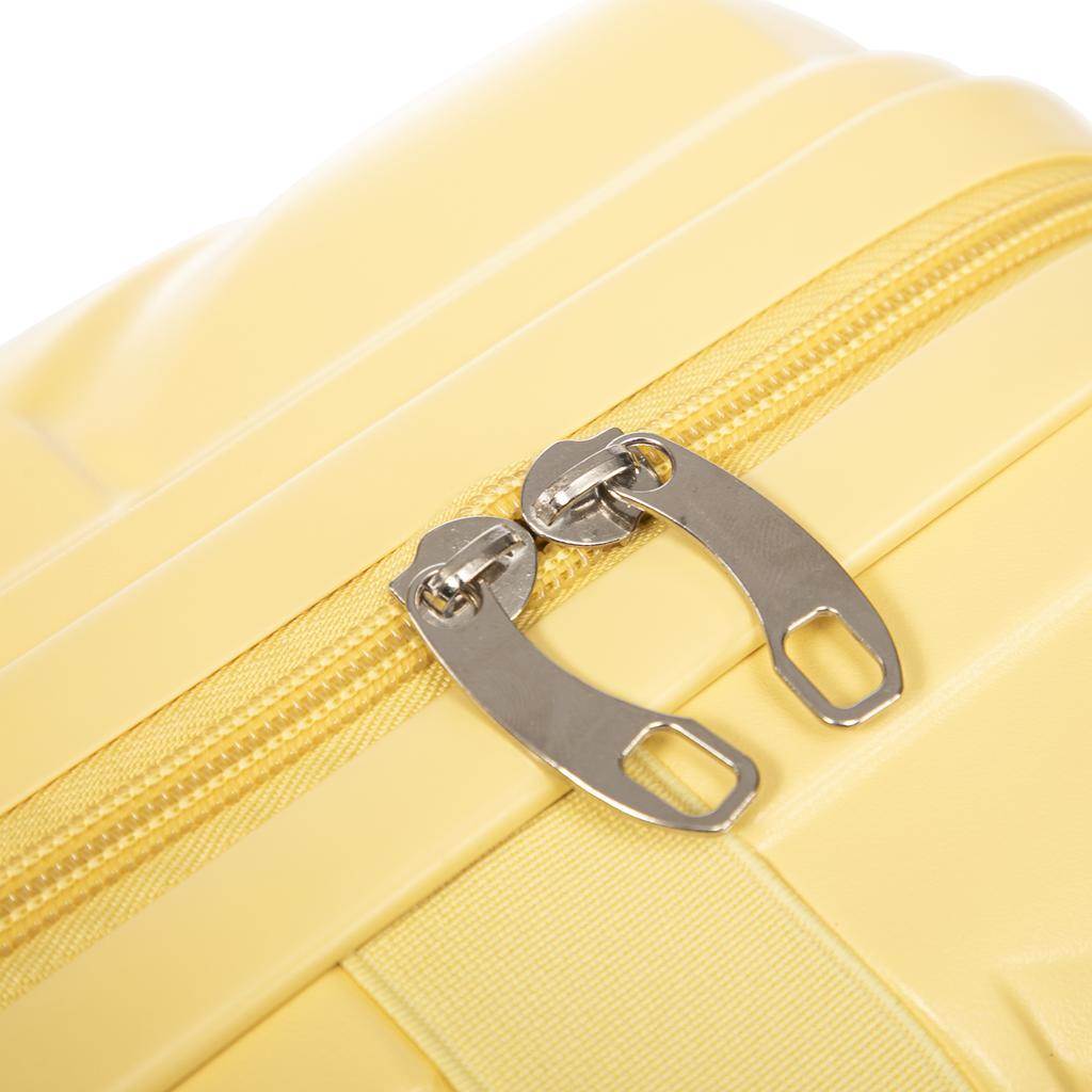14"/19" 2-Piece ABS Spinner Suitcase Set with Combination Lock & 14" Cosmetic Bag (Yellow)