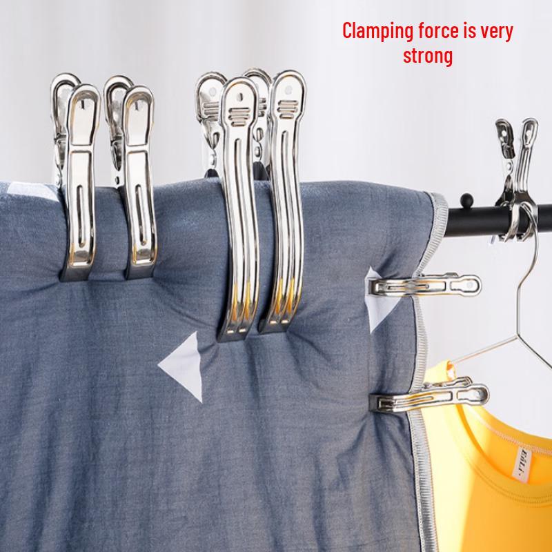 Große 12cm winddichte Wäscheklammern aus Edelstahl, 12er-Pack