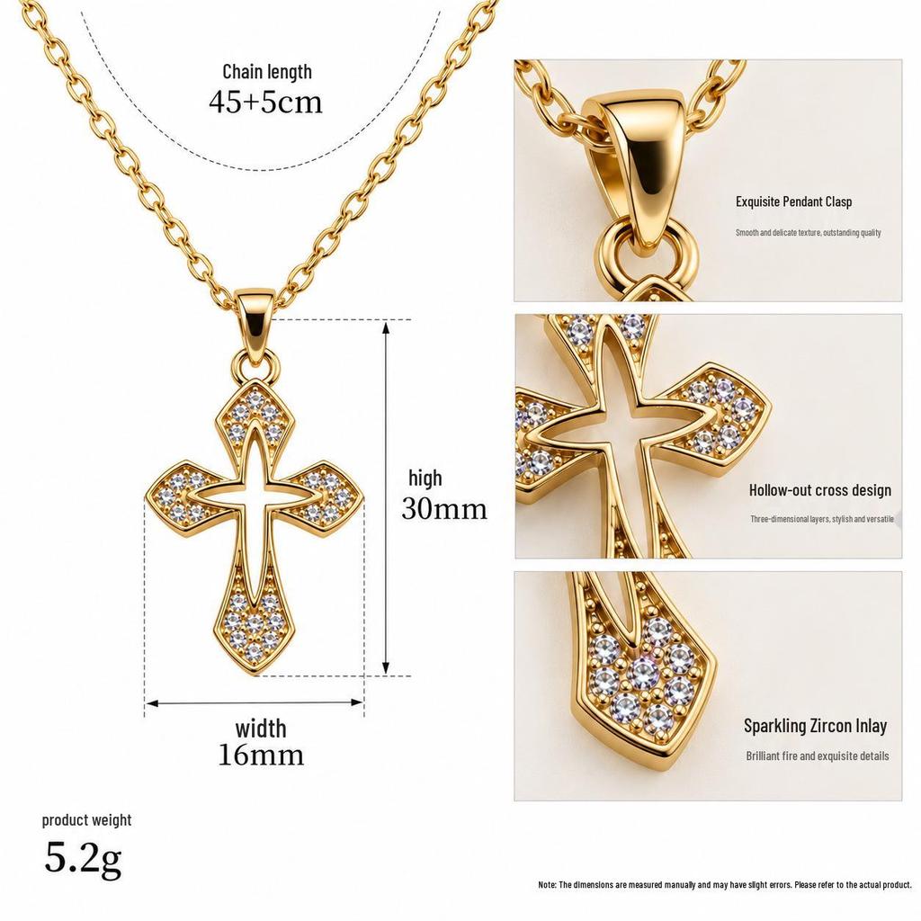 S925 Sterling Zilver Diamant Kruis Choker Ketting - Douchebestendig, Amerikaanse Hip Hop Stijl