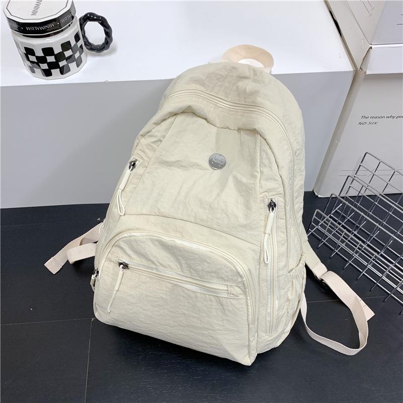 Solid Color Simple and Lightweight Schoolbag Female College Student Backpack Portable Travel Anti-splashing Leisure Travel Backpack