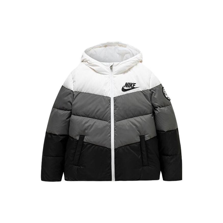(PS) Nike Colorblock Chevron Puffer Jacket  White Grey Black  Kids  NY2032191GS-006 XL