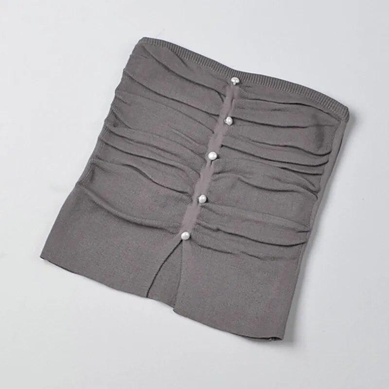 

Тонкие топы-трубы, летняя однотонная женская короткая майка без рукавов, вязаная майка серый