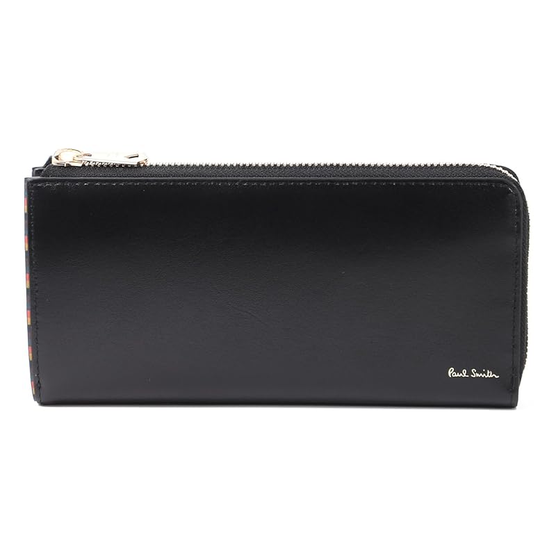 

[Paul Smith] Wrapped Bright stripe trim SS24 long wallet leather coin purse cowhide 813005 P847 (black, (no name)