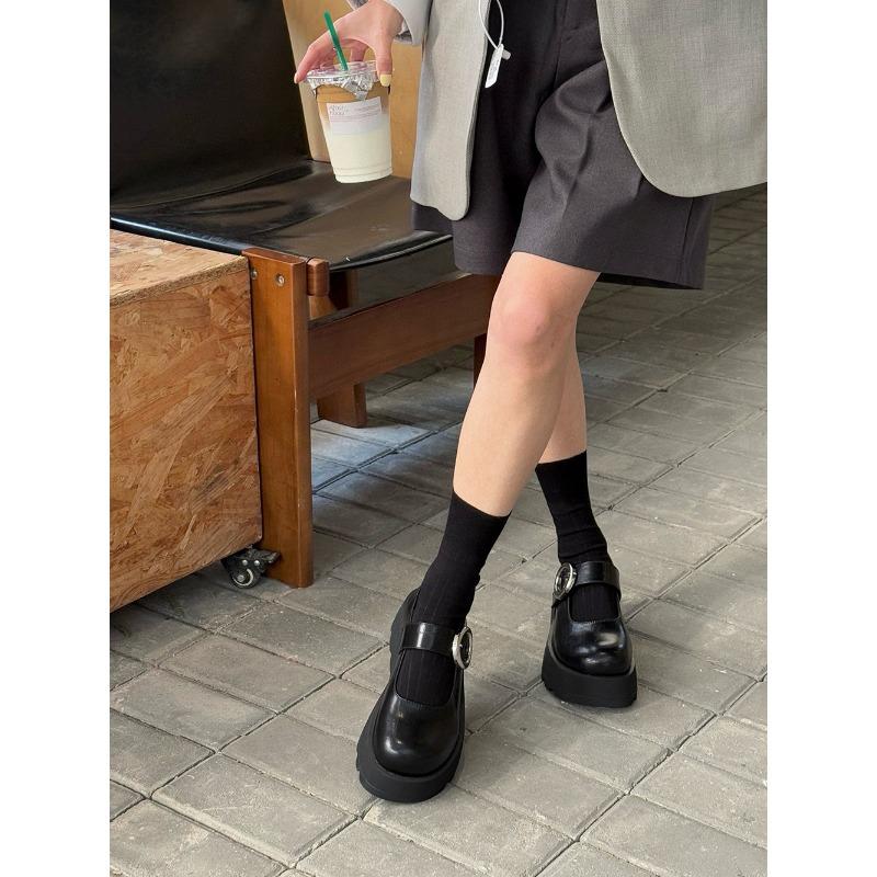 Small British Mary Jane Shoes Muffin Sole Fashion Shoes Round Head Single Shoes Small Leather Shoes Platform College Style
