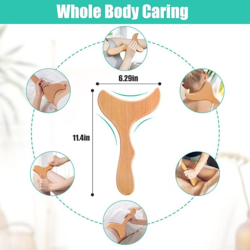 Wood Craft Massage Tools 3 Piece Wooden Gua Sha for Lymphatic Drainage Effective Deep Tissue Body Massage