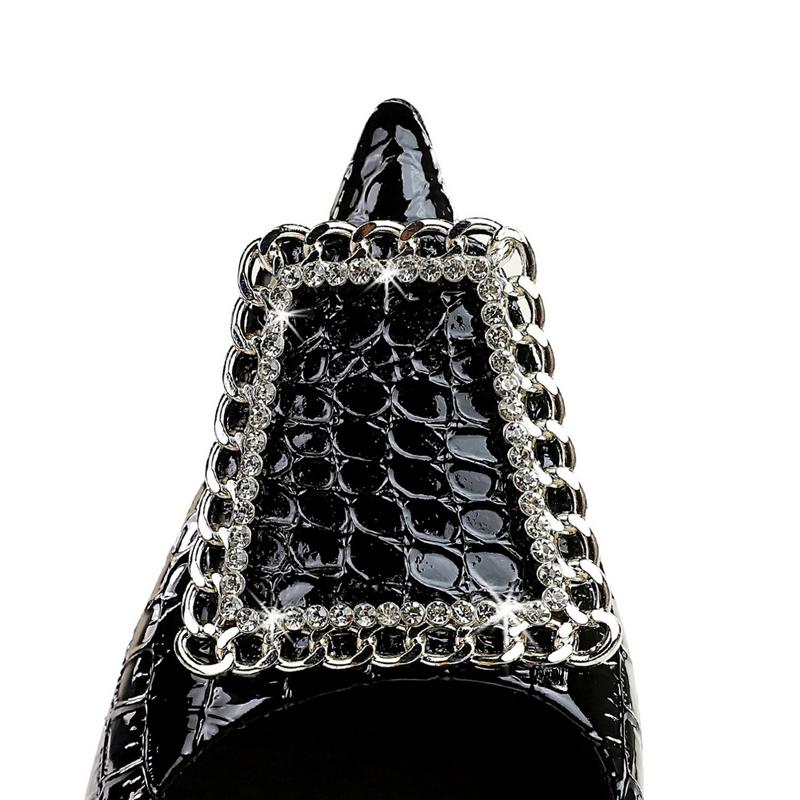 shoes Stone patterned patent leather Women Pumps Rhinestone buckle High Heels 10 CM Stiletto Luxury banquet shoes women