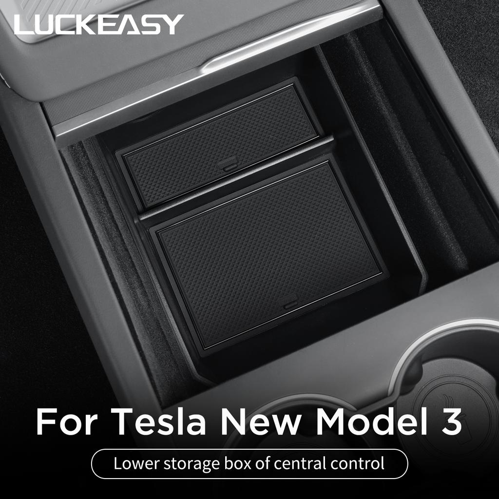 LUCKEASY for Tesla Model 3 Highland 2024 Storage Box Central Console Lower layer Storage Organizer Case Tray Car Accessories