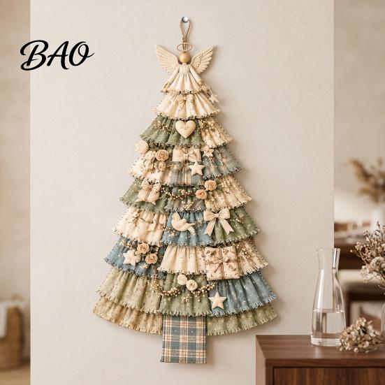 Stitched Fabric Keepsake for Fireplaces Christmas Handmade Door Hanging Kit, Patchwork Tree Decoration DIY Sewing Traditional Craft Project