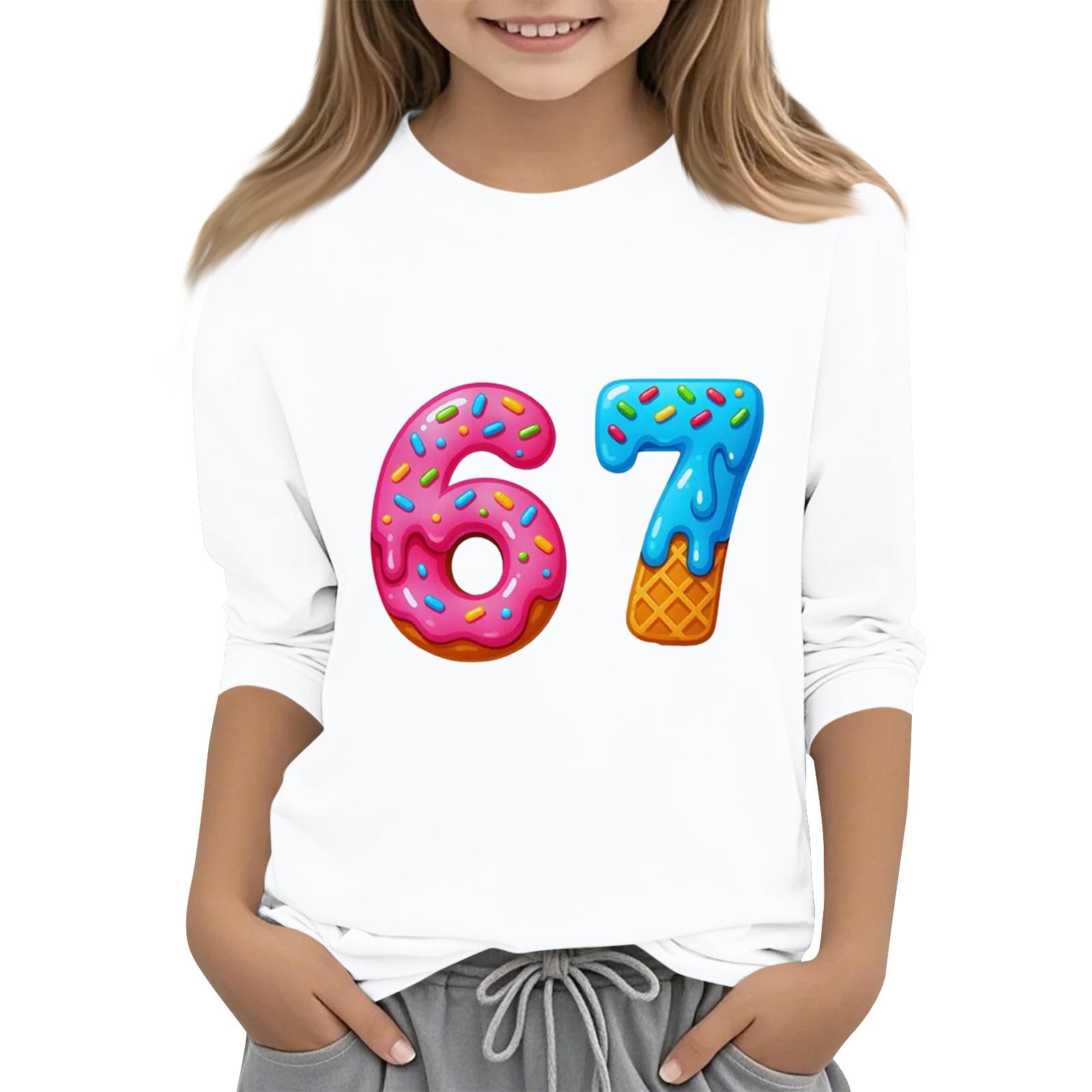 

Children s Fashion Three-Quarter Sleeve Round Neck Printed Casual T-Shirt Top 160 белый