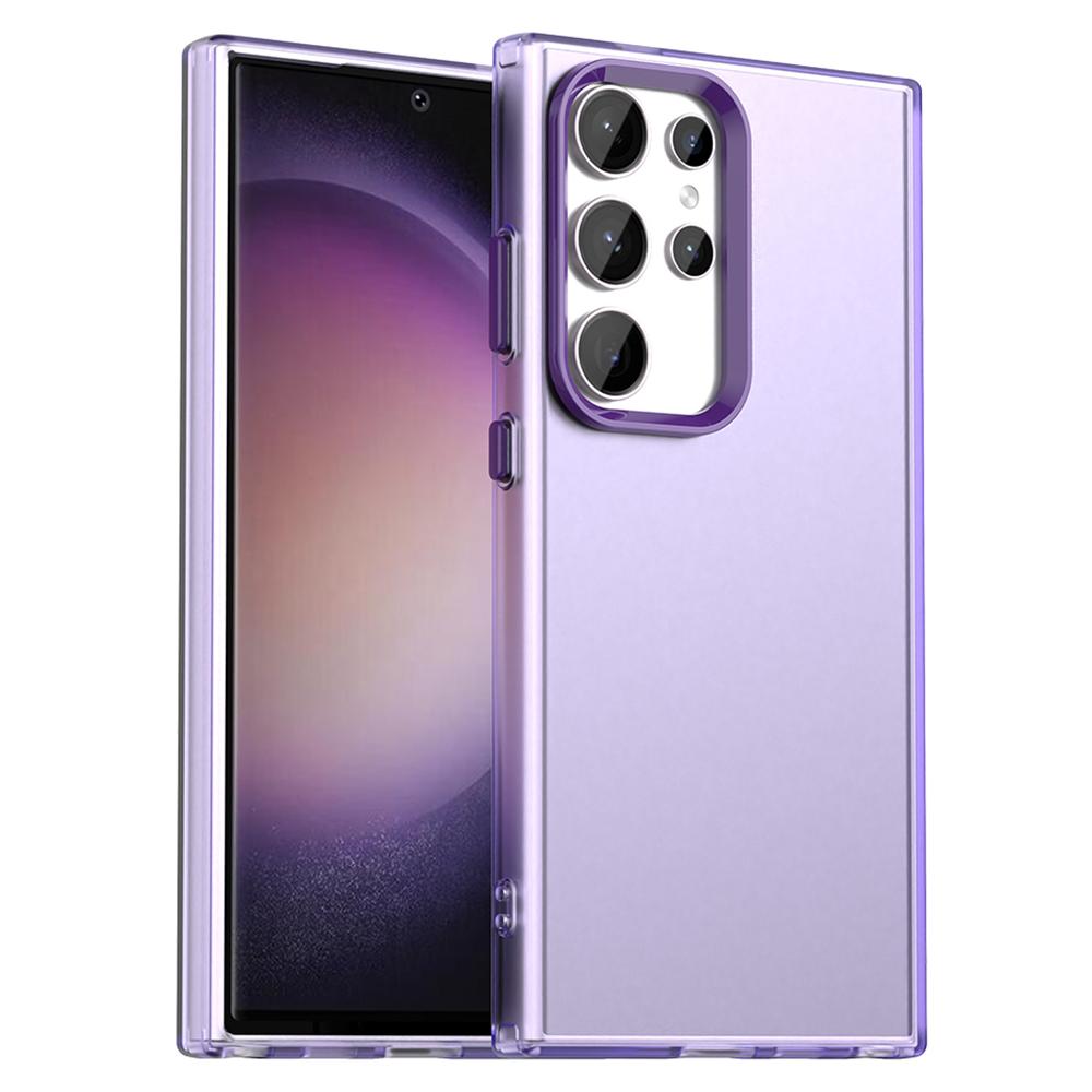 

For Samsung Galaxy S23 Ultra Case PC+TPU+PET Matte Anti-Drop Phone Back Cover Purple
