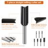 7Pcs Straight Router Bit Set 1/4 Shank Double Flute for Woodworking Grooving Edge Trimming Clean Milling Cutting